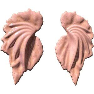 Vintage Pierced Earrings 2.25" Pink Enamel Beautiful 1970-1980